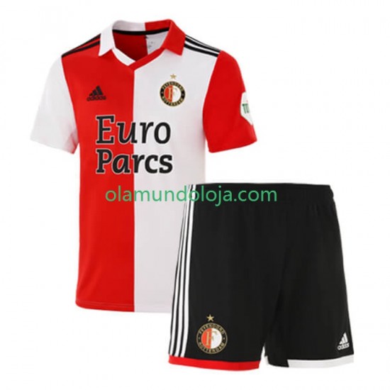 Camisola Feyenoord Rotterdam Criança Equipamento Primeiro 2022-2023 Manga Curta